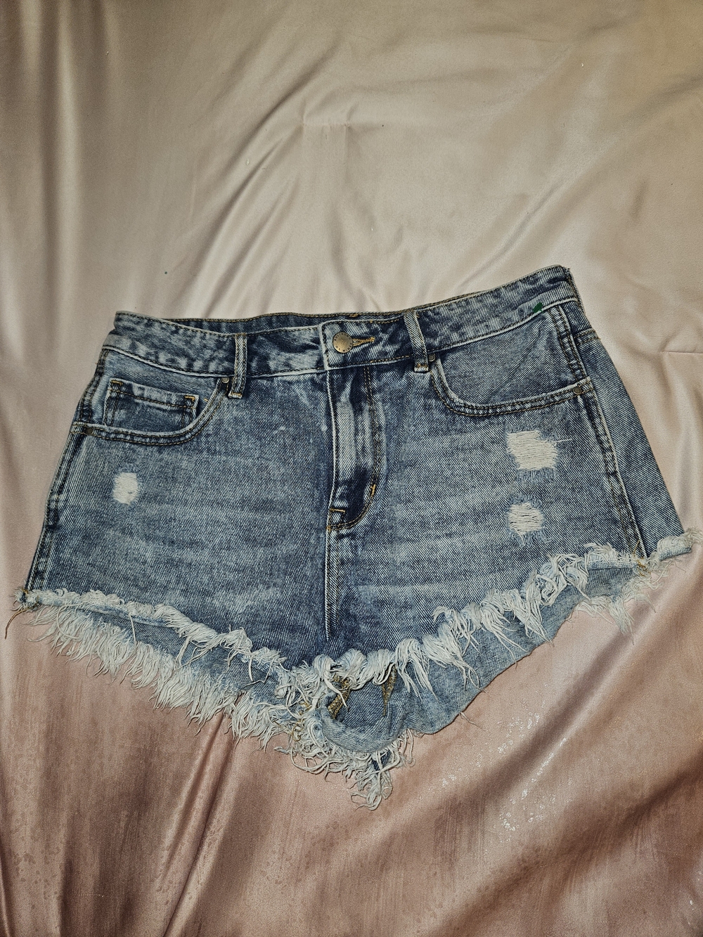 Bullhead Light Blue Distressed Denim Cutoff Shorts
